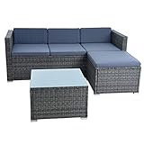 ESTEXO Rattan Lounge Sitzgruppe Polyrattan Gartenmöbel Set Couch 3-Sitzer...