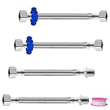 YFaith Flexschlauch 3/8 auf 1/2 Zoll, 4 Stück 304 Edelstahl Panzerschlauch...