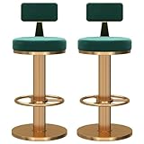 Barhocker 2er Set, Drehbarer Hochhocker mit Samtrücken, verstellbare...