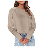 KBOPLEMQ Langarmshirt Damen Oversized Pullover Elegante Lässig Sweatshirt...