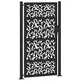 vidaXL Gartentor Schwarz 105x180 cm Stahl Blatt-Design, Zauntor, Outdoor...