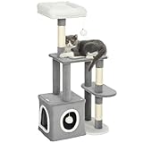 PawHut Kratzbaum 107 cm Katzenturm mit Höhle, 2 Plüschballen,...