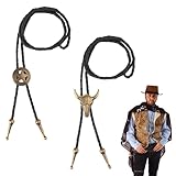 MOKIDO 2 Stück Bolo Tie, Cowboy Kostüm Herren, Cowboy Hemd Herren,...