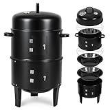 Hebitod 3 in 1 Räucherofen Smoker Grill mit Thermometer, Holzkohle...