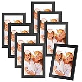RosewineC Bilderrahmen 10x15 Schwarz, 8er Set Echtholz Bilderrahmen Set...