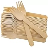 PARENCE.- Set mit 100 Holzgabeln - Einweg-Holzbesteck, Gabeln...