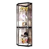 CMYUN Glasvitrine Eckvitrine aus Glas mit Beleuchtung, Metall 5 Ebenen...