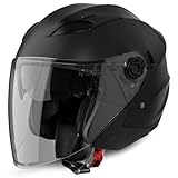 VINZ Calobra Jethelm mit Sonnenblende und Visier | Roller Helm Motorradhelm...