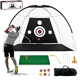 TTCB Sports Golf Übungsnetz 10x7FT mit GolfRasen und 6 Golfbällen –...