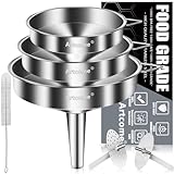 Artcome 3 Pcs Stainless Steel Kitchen Funnel Set, Food Grade 3-in-1 Metal...
