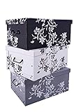 Spetebo 3er Set Aufbewahrungsbox mit Deckel je 51 x 37 cm - Blumenmuster -...