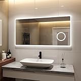 S'AFIELINA Badspiegel 120×60 cm Badezimmerspiegel mit Beleuchtung LED...