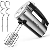 VINATO Elektrischer Handmixer, 300W mit 6 Stufen, 2 Edelstahl-Rührbesen &...