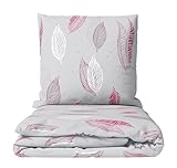 Leonado Vicenti Fleece Bettwäsche Set Feder Grau Rot Moderne Garnitur warm...