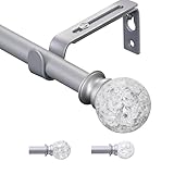 Gardinenstange Silber 67 bis 187cm, 16mm Vorhangstange mit Transluzenten...
