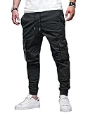 LVCBL Herren Cargo Hose Baumwolle Einfarbige Hose Männer Sporthose...