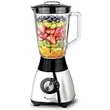 TurboTronic Standmixer mit 1,5L Glasbehälter 1200W Edelstahl silber,...