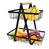YOPEUC 2 Stockig Obstschale Etagere mit Holzgriff, Obstkorb Etagere Obst...