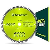 Arcoprime Kreissägeblatt 250x30mm, 80 Zähne TCT für Aluminium,...
