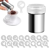 Flycppo 1 Stück Schokoladenstreuer mit Kaffeeschablonen-Set (16...