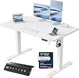 JUMMICO Höhenverstellbarer Schreibtisch mit USB-Ladeanschluss 120 x 60 cm,...
