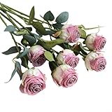 Sileduove 8 Stück Vintage-Stil getrocknete Rosen Seide Blumenarrangement...