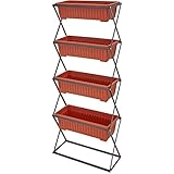 tectake® Vertical Gardening Beet mit 4X Blumenkasten, Pflanzturm Hochbeet...