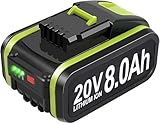 1 Stück WA3553 20V 8000mAh Ersatzakku für Worx Akku 20V Kompatibel mit...