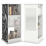 COSTWAY Bücherregal Kinder drehbar, Kinderregal mit Tafel & Spiegel,...