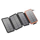 FEELLE Solar Powerbank 25000mAh, Solar Ladegerät mit Dual 3,0A USB-Ausgang...