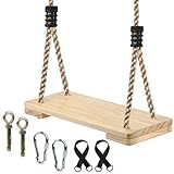 BOPEUY Holz Schaukel Outdoor bis 170 kg, Holzschaukel iIndoor mit...