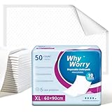WhyWorry Inkontinenz Bettunterlage 60 x 90 cm, Einweg Wickelunterlage...