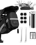 Fahrrad Reparaturset mit Satteltasche, 16-in-1 Fahrrad Multitool + 120 PSI...