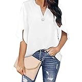 Damen Chiffon Bluse Tops Elegant Casual Locker 3/4 Geteilte Ärmel...