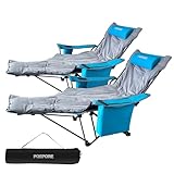 POEPORE Campingstuhl 2er Set Faltbar mit Fußstütze 4-Fach Campingstühle...