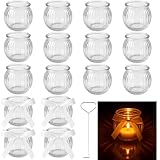 Ferenando 16 Stück Teelichthalter Glas mit Weißes Band & Kerzenlöscher,...