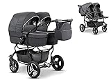 Zwillingskinderwagen Geschwisterwagen DUET LUX 2 in 1 Komplettset in 17...