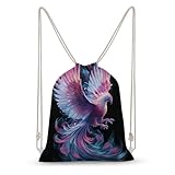 Jubonexis Phoenix Bird Pink Drawstring Backpack Canvas String Bag...