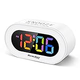 REACHER Kleiner Bunter LED Digital Wecker mit Snooze, Einfach zu Bedienen,...