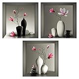 Fyihoxi 3 Stück 3D Wandsticker Vase Wandtattoo, 3D Blumen Vase...