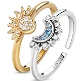 Ahokei Sonne Mond Ring Verstellbar,Ringe Frauen Gold,Ring Set Gold Damen...