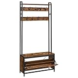 VASAGLE Garderobenständer mit Schuhschrank, Garderobe mit Sitzbank,...
