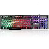 Rii Gaming Tastatur PC, RGB Tastatur kabelgebunden, Regenbogen Beleuchtete...