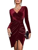 Zeagoo Damen Festlich Kleid Langarm Elegant Abendkleid kurz Samtkleid...