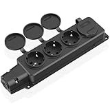 HITRENDS 4 Fach Steckdosenverteiler, Außensteckdose Wasserdicht IP54,...