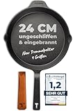 TECOR Gusseisenpfanne Induktion 24 cm ungeschliffen, universell, natürlich...