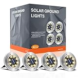 FLOWood Solar Bodenleuchte Solarleuchte für Garten 8 LEDS Solar...