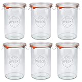 Flaschenland - 6x WECK 1000ml Sturzglas, Einmachglas Komplett-Set inkl....