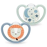NUK Space Night Babyschnuller | 0−6 Monate | Im Dunkeln leuchtende...