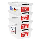 ATHLON TOOLS 4x 12.5 L Aufbewahrungsboxen mit Deckel, lebensmittelecht -...